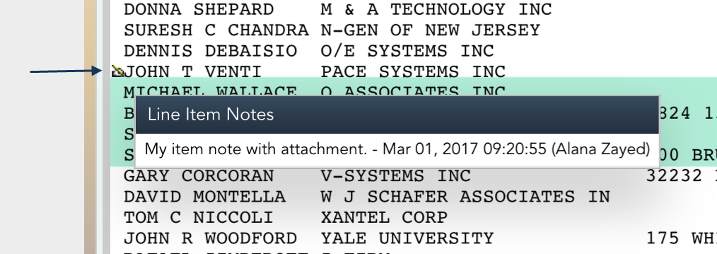 Screenshot of Line Item Notes on an iPad